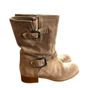 Garnet Hill Tan Suede Chelsea Side Zip Boots Size 8